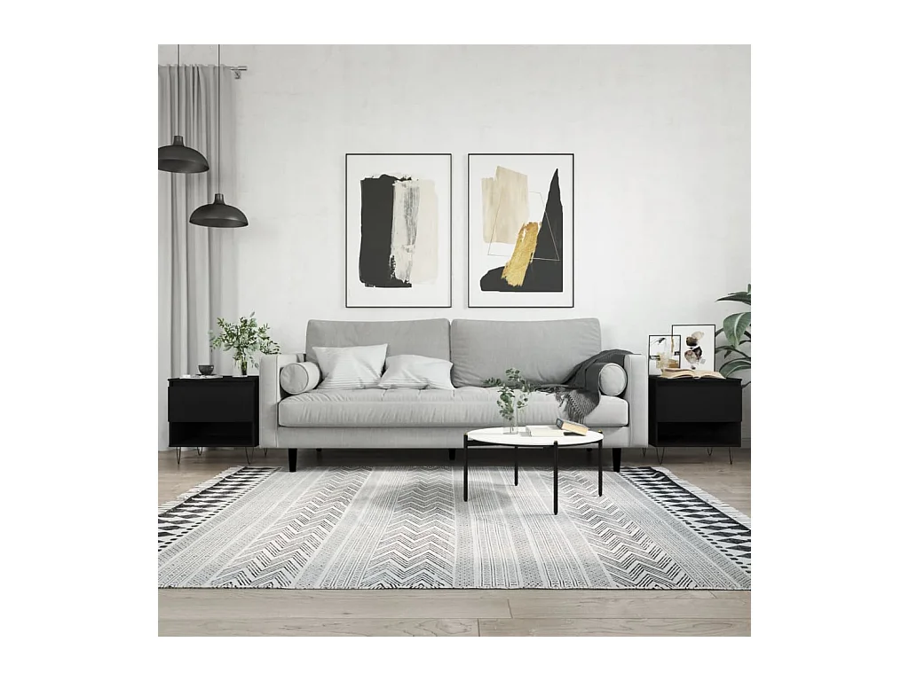 Salontafels 2 stuks zwart 50x46x50 cm bewerkt hout