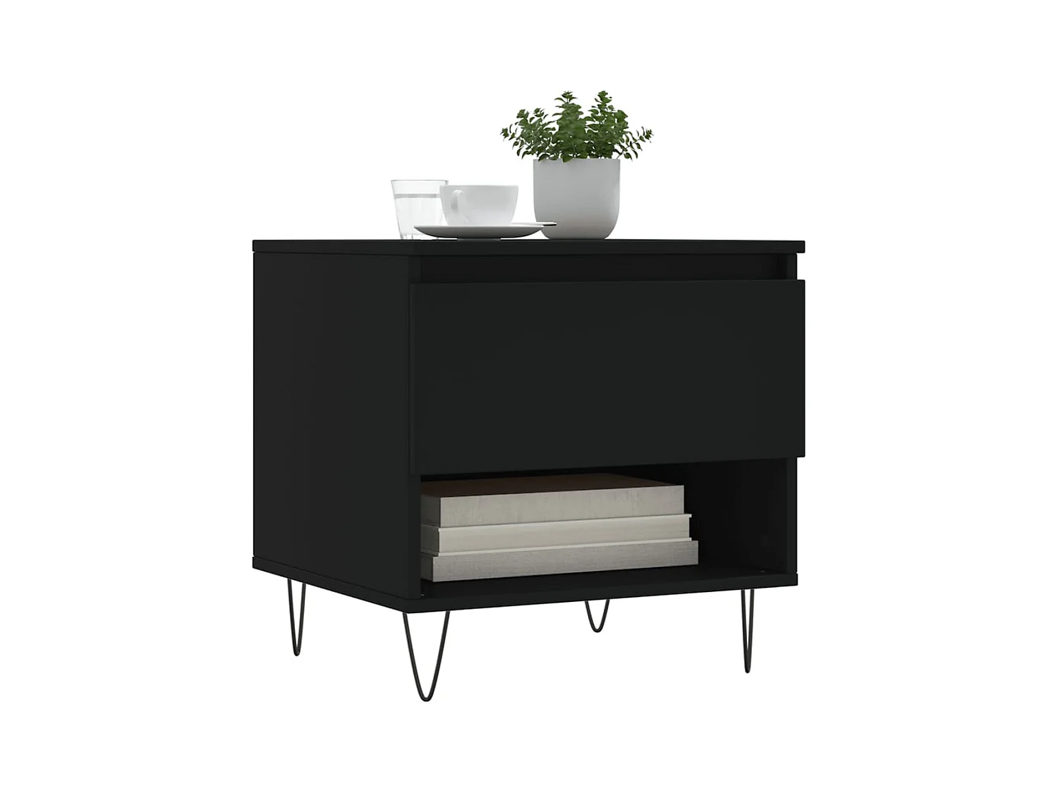 Salontafels 2 stuks zwart 50x46x50 cm bewerkt hout