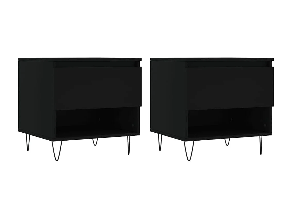 Tables basses 2 pcs noir 50x46x50 cm bois d'ingénierie
