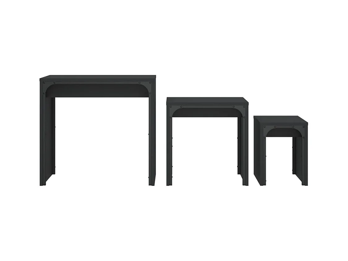 Mesas de centro nido de 3 piezas, color negro, madera de ingeniería