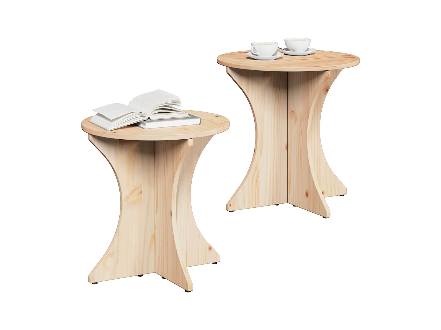 Table basse 2 pcs Naturel 46 x 46 x 47 cm Bois de pin massif