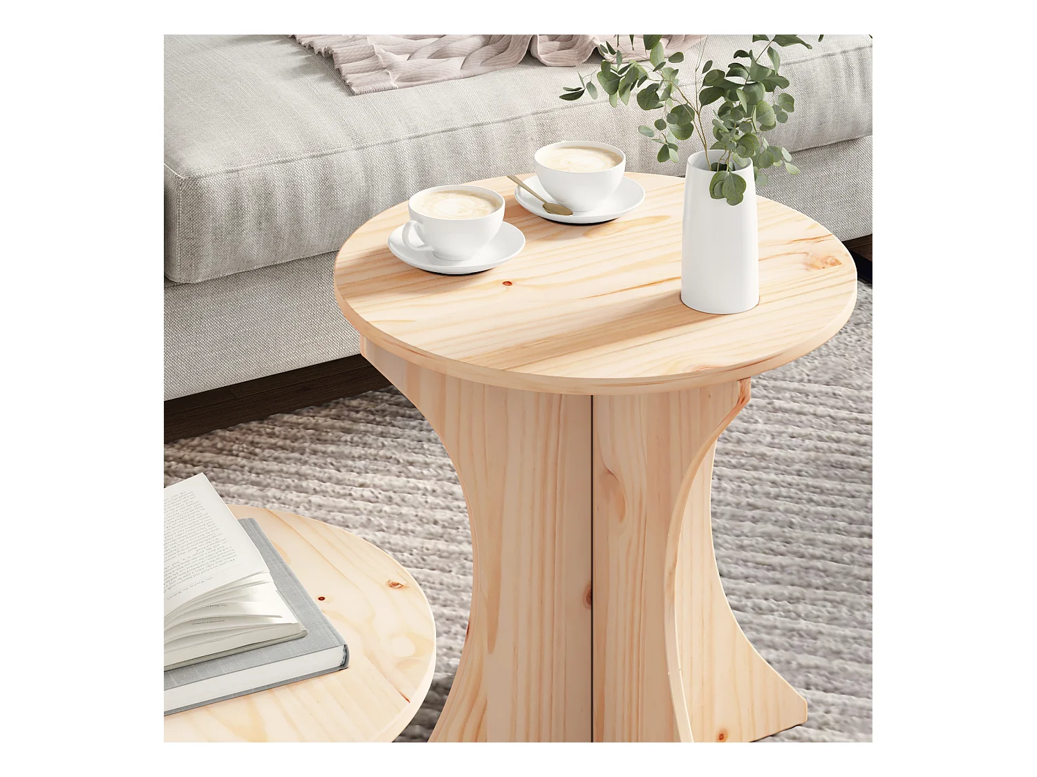 Table basse 2 pcs Naturel 46 x 46 x 47 cm Bois de pin massif