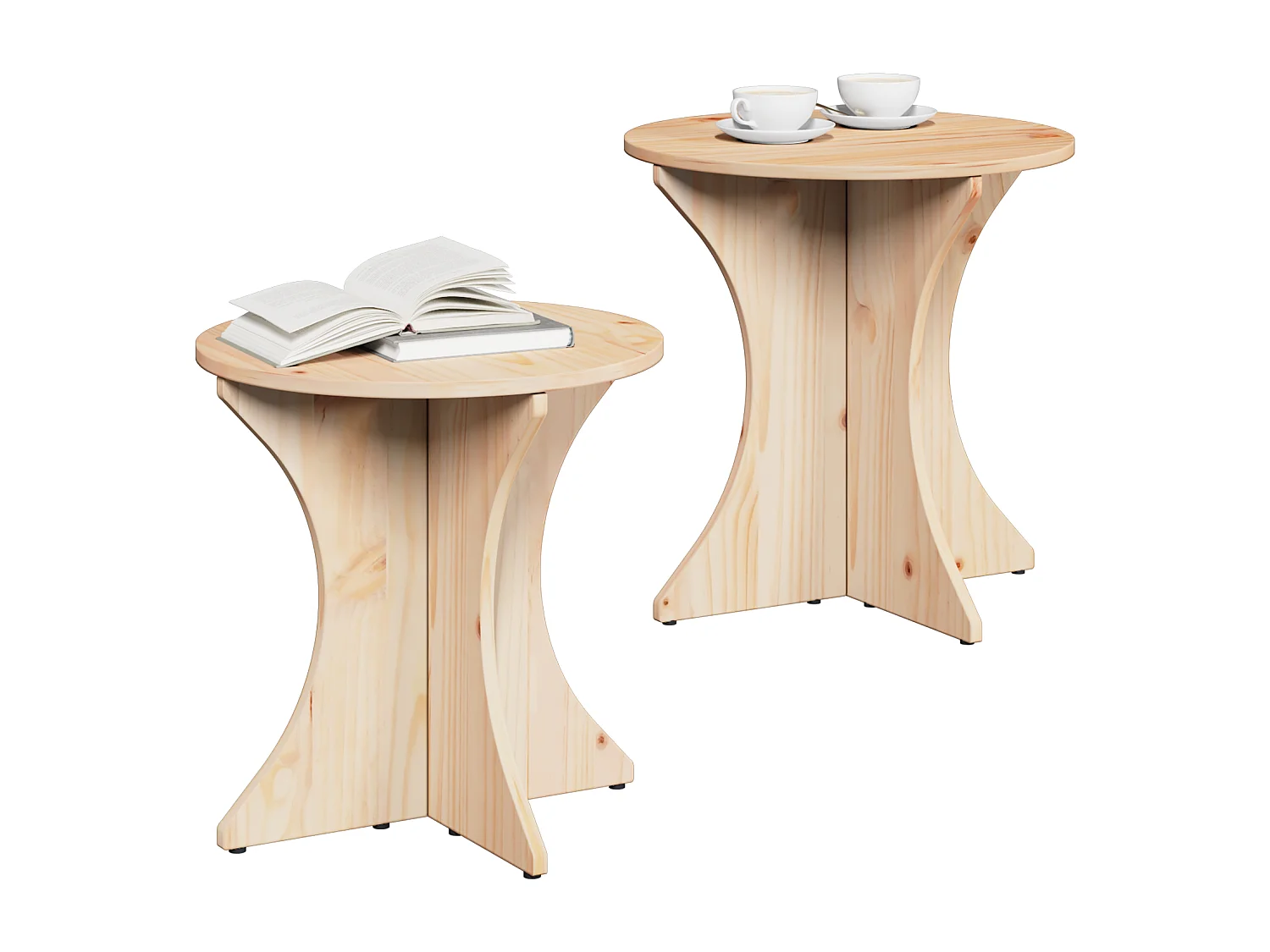 Mesa de centro 2 piezas Natural 46 x 46 x 47 cm Madera maciza de pino