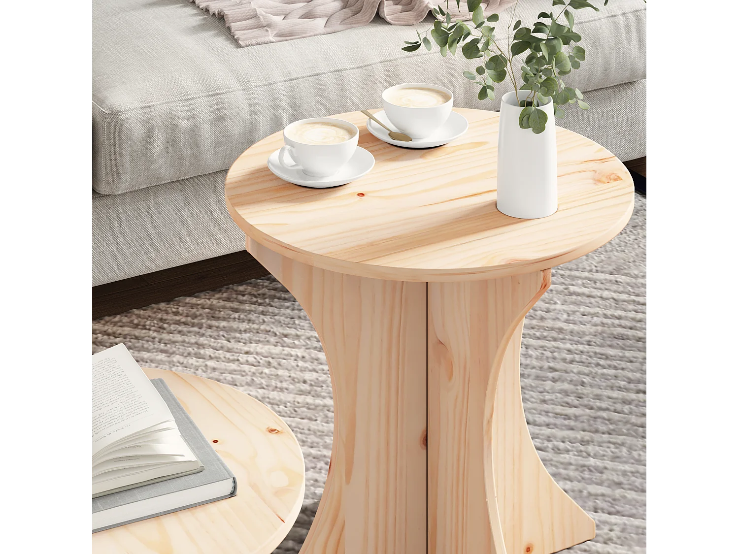 Salontafel 2 stuks Naturel 46 x 46 x 47 cm Massief grenenhout