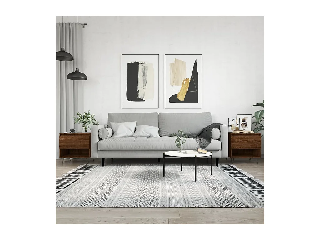 Salontafels 2 stuks eikenbruin 50x46x50 cm bewerkt hout