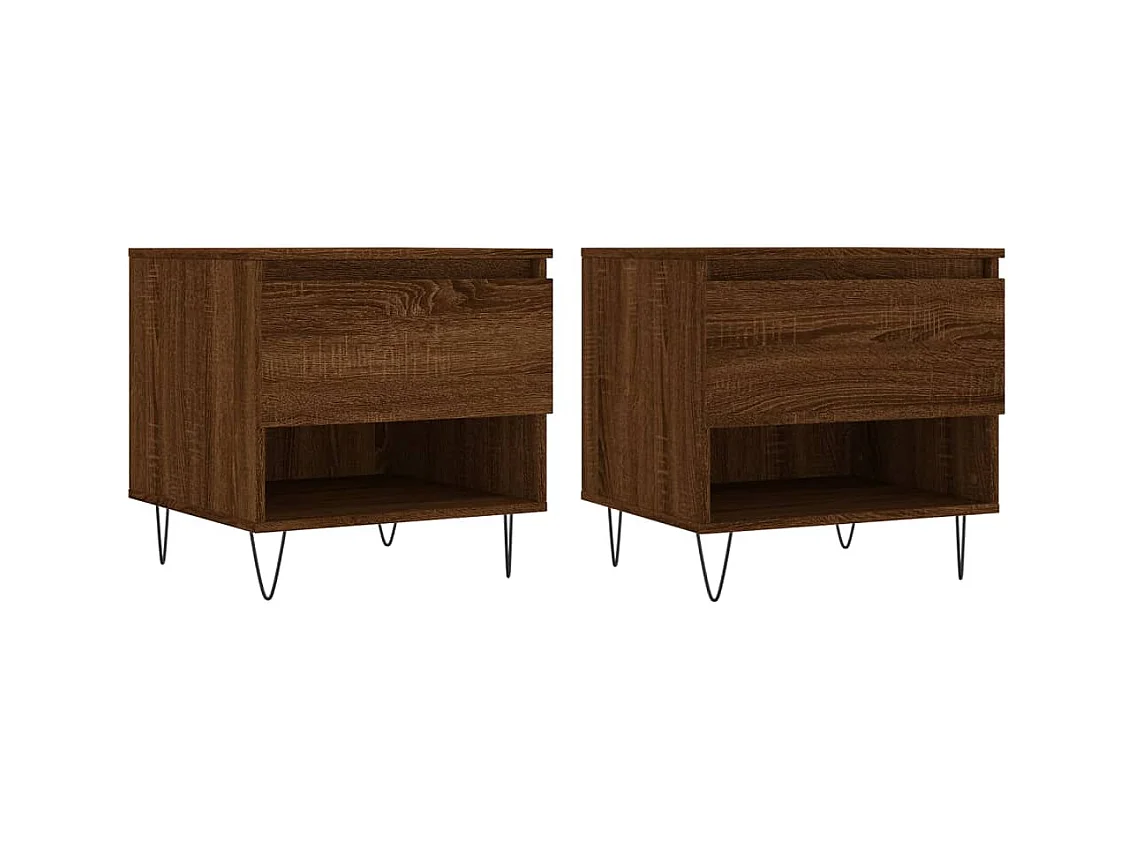 Salontafels 2 stuks eikenbruin 50x46x50 cm bewerkt hout