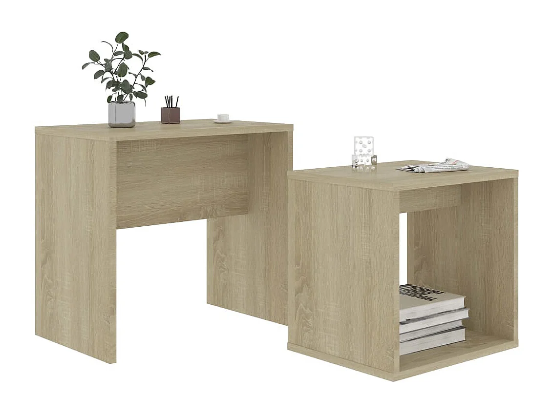 Sonoma eiken salontafelset 48x30x45cm bewerkt hout