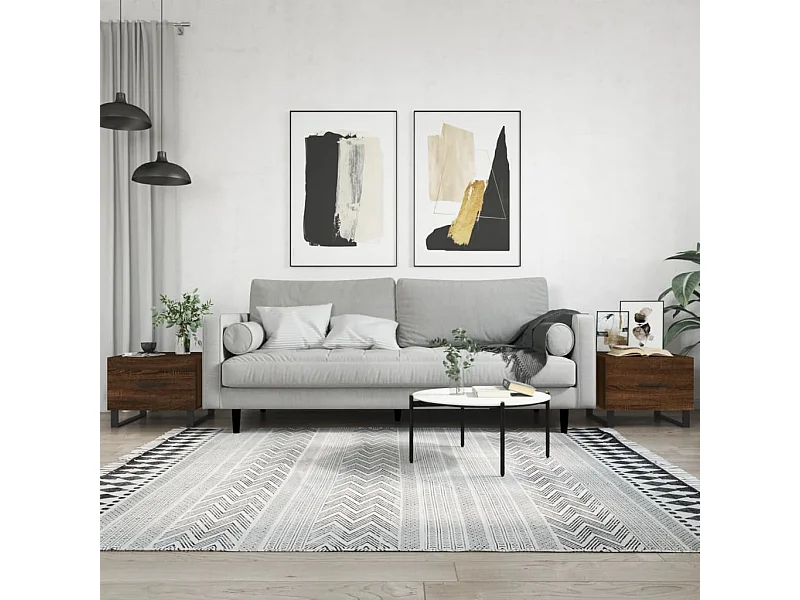 Tavolini da caffè 2 pezzi rovere marrone 50x50x40 cm in legno ingegnerizzato