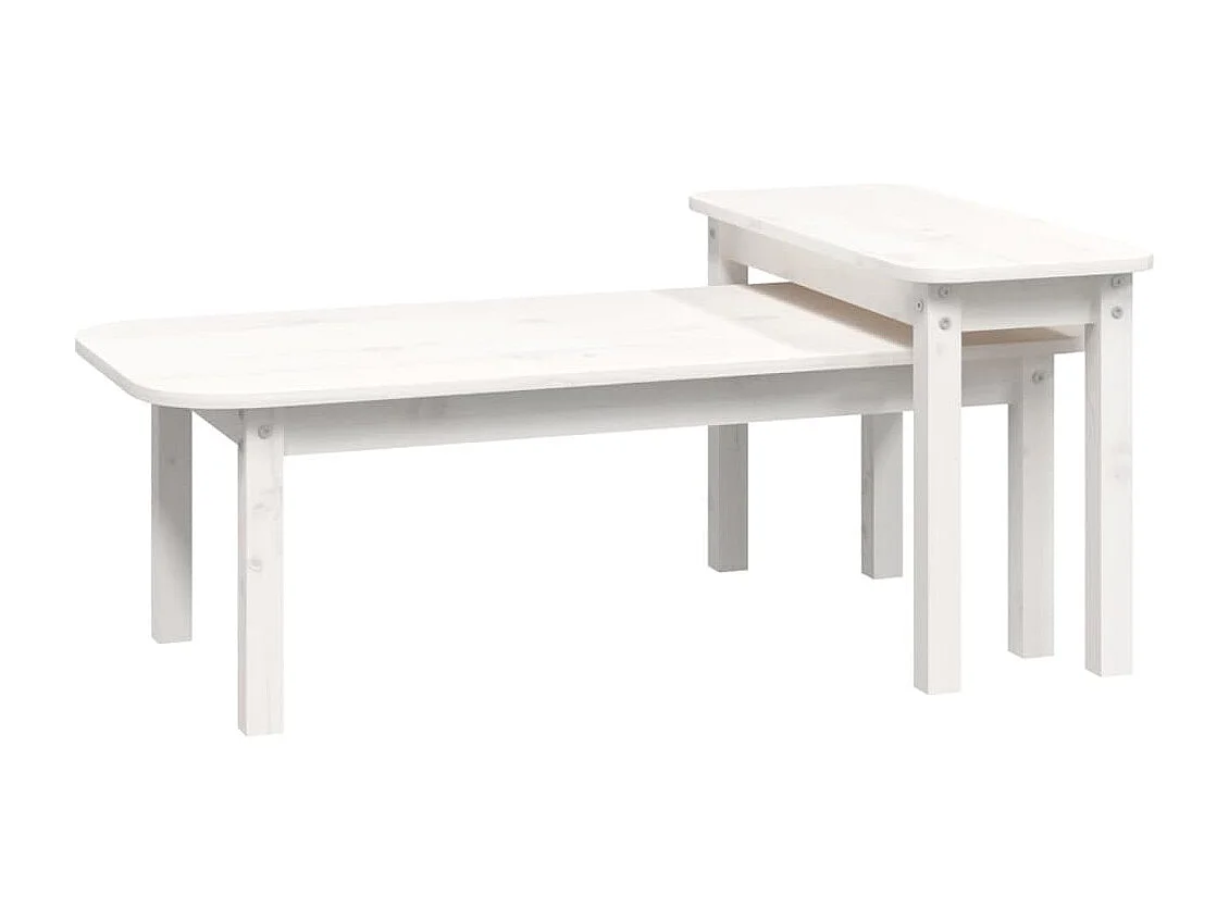 Ensemble de tables basses 2 pcs Blanc Bois massif de pin