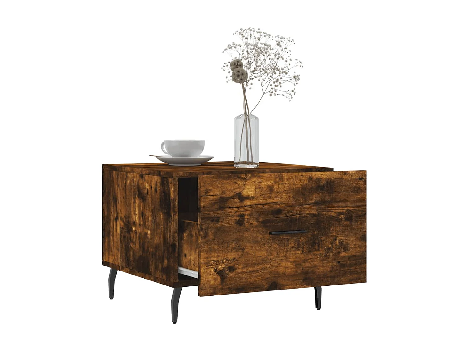 Salontafels 2 stuks gerookt eiken 50x50x40 cm bewerkt hout