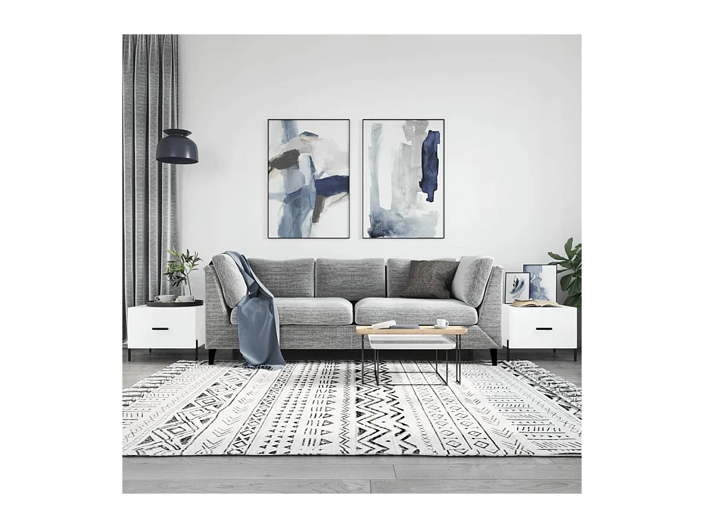 Salontafels 2 stuks wit hoogglans 50x50x40cm bewerkt hout