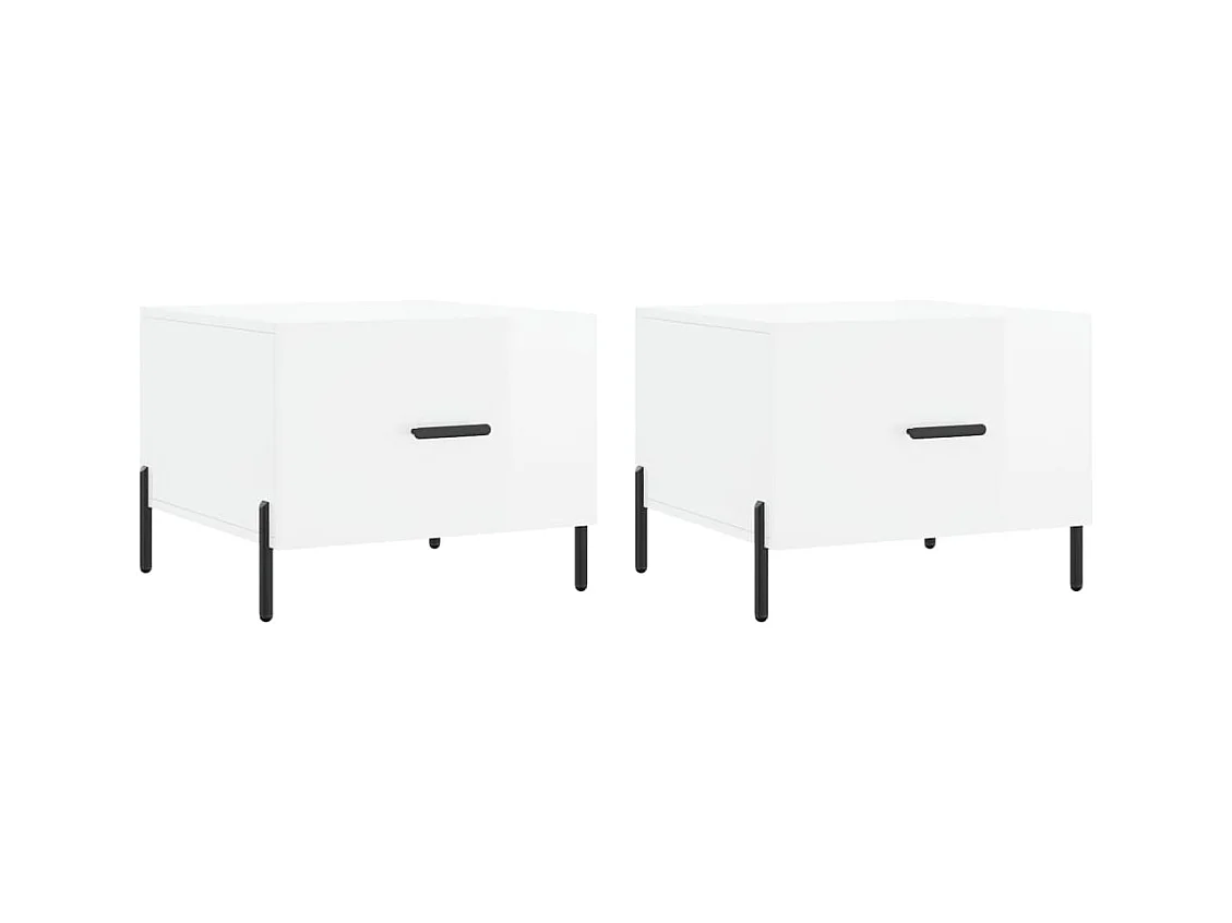 Salontafels 2 stuks wit hoogglans 50x50x40cm bewerkt hout