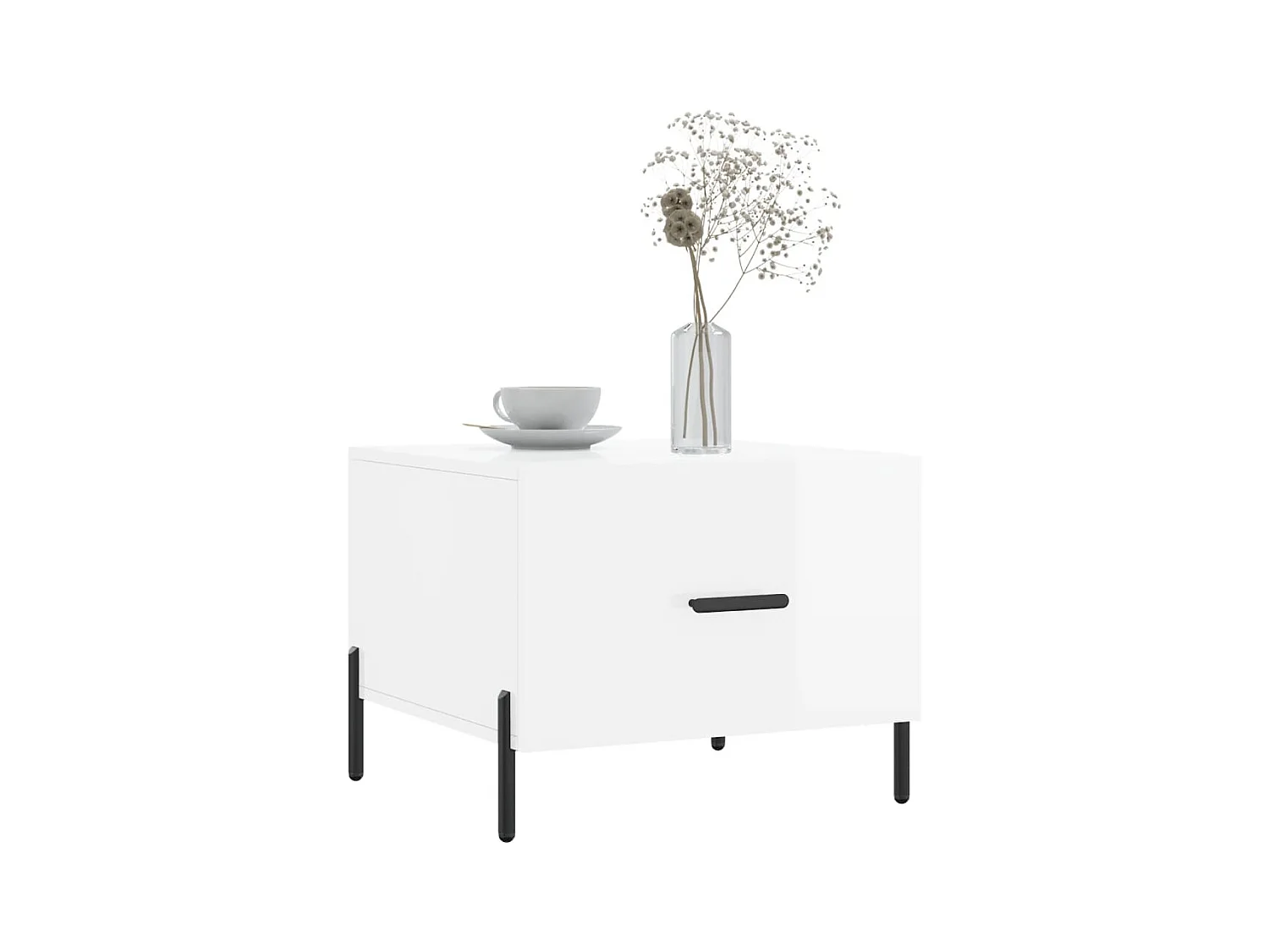 Salontafels 2 stuks wit hoogglans 50x50x40cm bewerkt hout