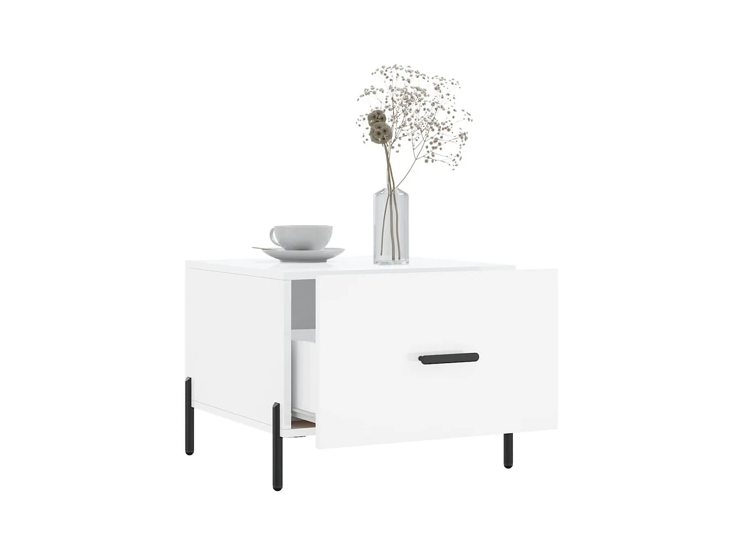 Salontafels 2 stuks wit hoogglans 50x50x40cm bewerkt hout