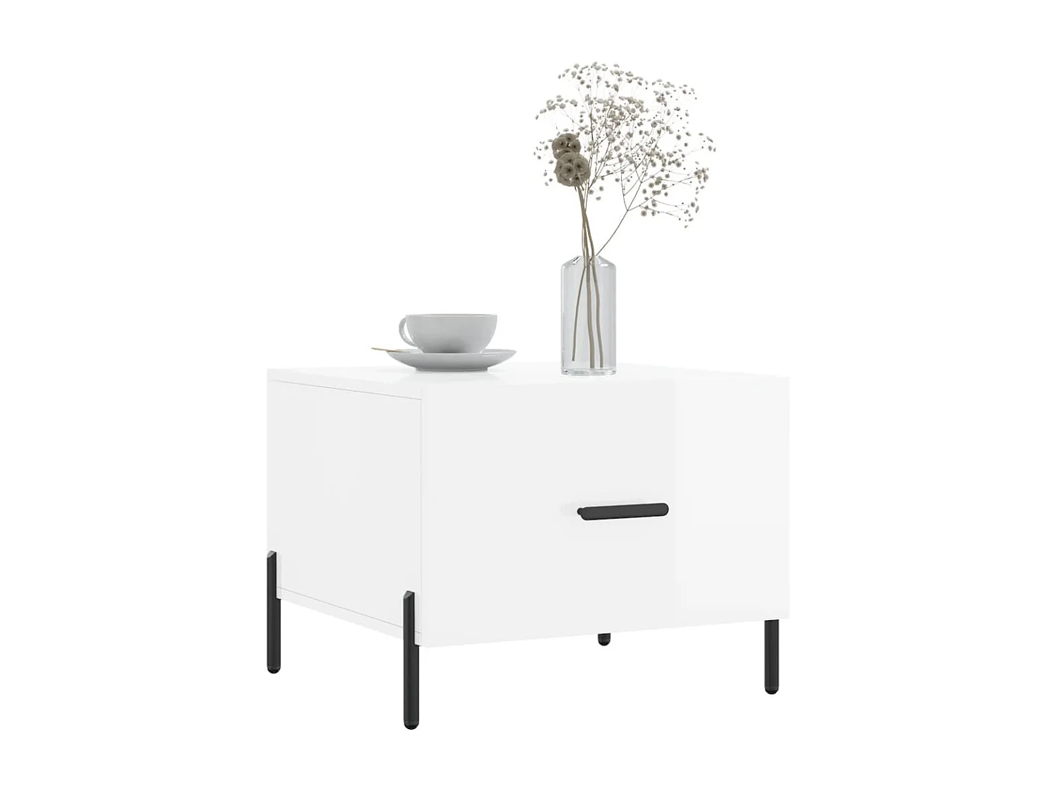 Tables basses 2 pcs blanc brillant 50x50x40cm bois d'ingénierie