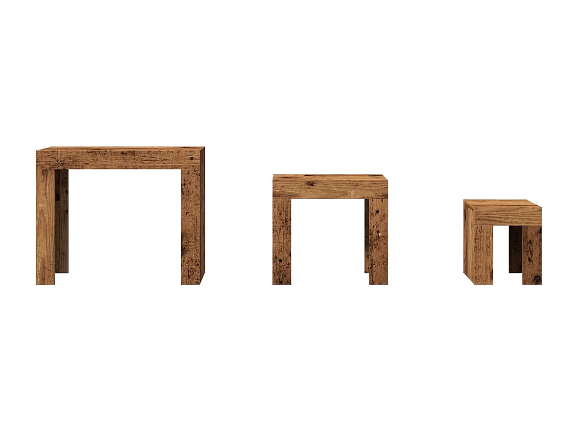 Mesas de centro nido 3 piezas madera vieja madera de ingeniería