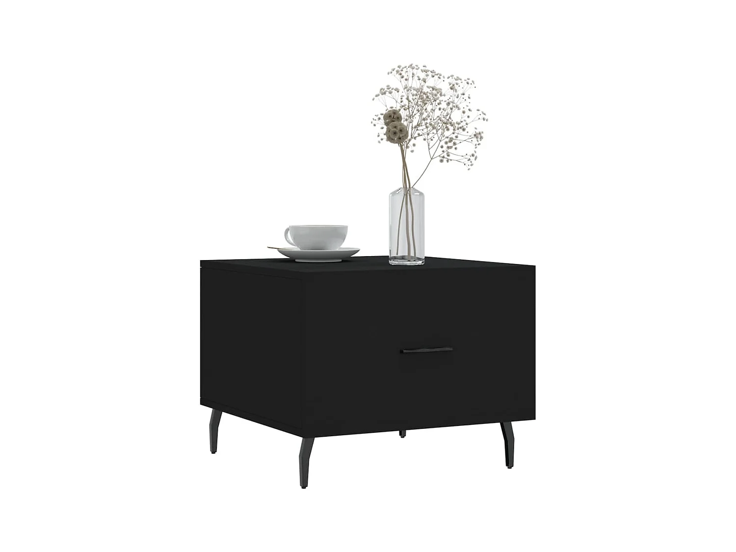 Salontafels 2 stuks zwart 50x50x40 cm bewerkt hout