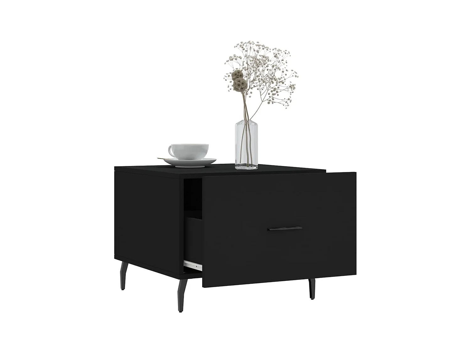 Salontafels 2 stuks zwart 50x50x40 cm bewerkt hout