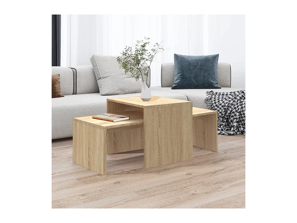 Ensemble de tables basses Chêne sonoma bois d’ingénierie