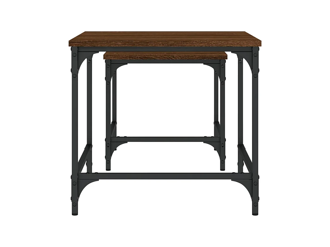 Nestbare salontafels 2 stuks bruin eiken bewerkt hout