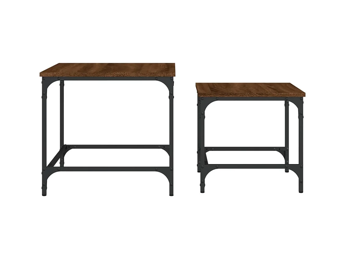 Nestbare salontafels 2 stuks bruin eiken bewerkt hout