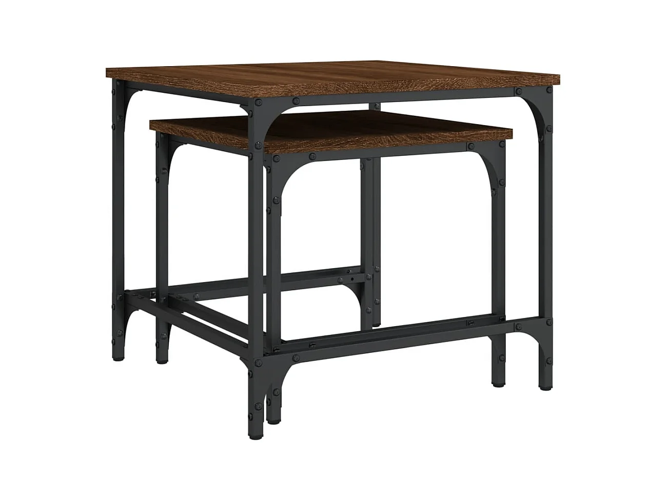 Nestbare salontafels 2 stuks bruin eiken bewerkt hout