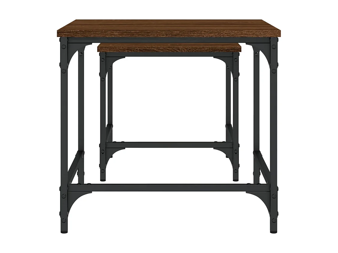 Mesas de centro nido de 2 piezas de madera de ingeniería de roble marrón