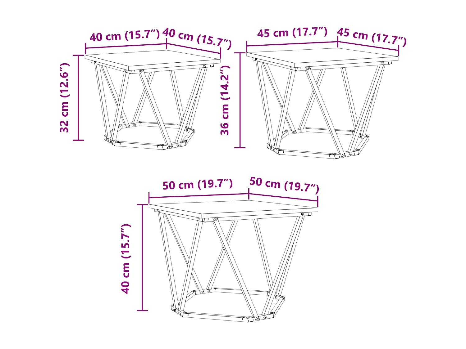 Tables d'appoint 3 pcs en bois d'ingénierie chêne Sonoma