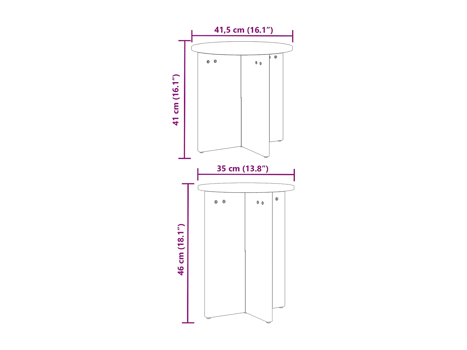 Table basse 2 pcs Naturel 41,5 x 41,5 x 41 cm
