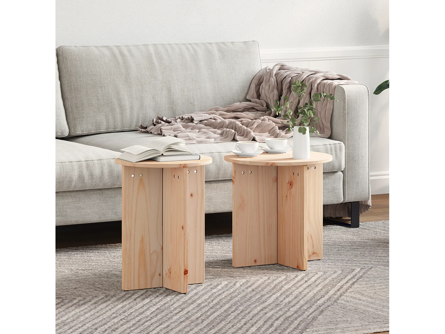 Mesa baja 2 piezas Natural 41,5 x 41,5 x 41 cm