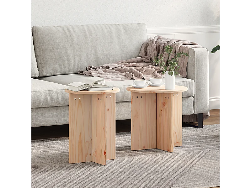 Mesa baja 2 piezas Natural 41,5 x 41,5 x 41 cm