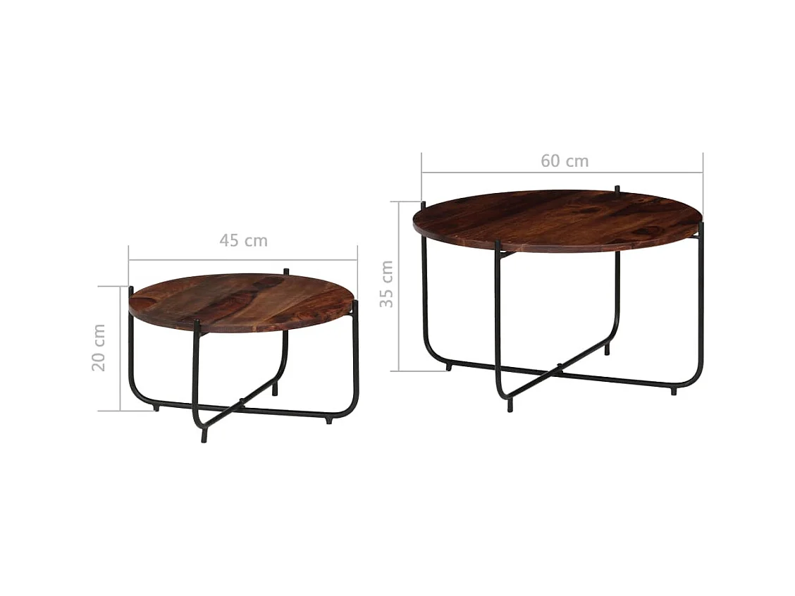 Ensemble de table basse 2 pcs Bois massif 60x35 cm