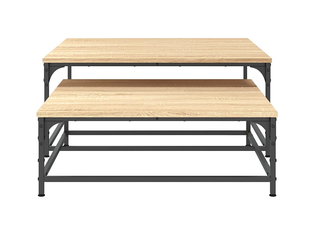 Tavolini da caffè impilabili a 2 pezzi, rovere Sonoma, legno ingegnerizzato