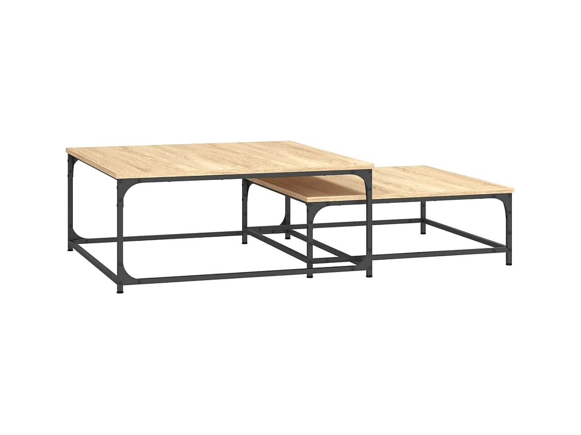 Tavolini da caffè impilabili a 2 pezzi, rovere Sonoma, legno ingegnerizzato