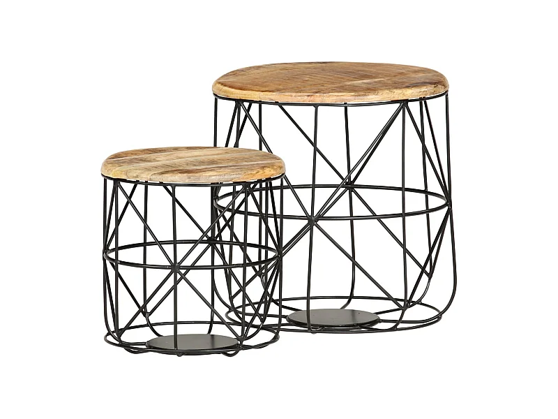Tables basses 2 pcs Bois solide de manguier