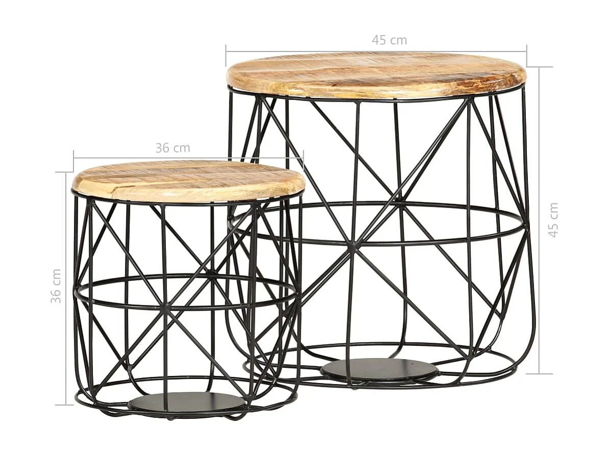Tables basses 2 pcs Bois solide de manguier