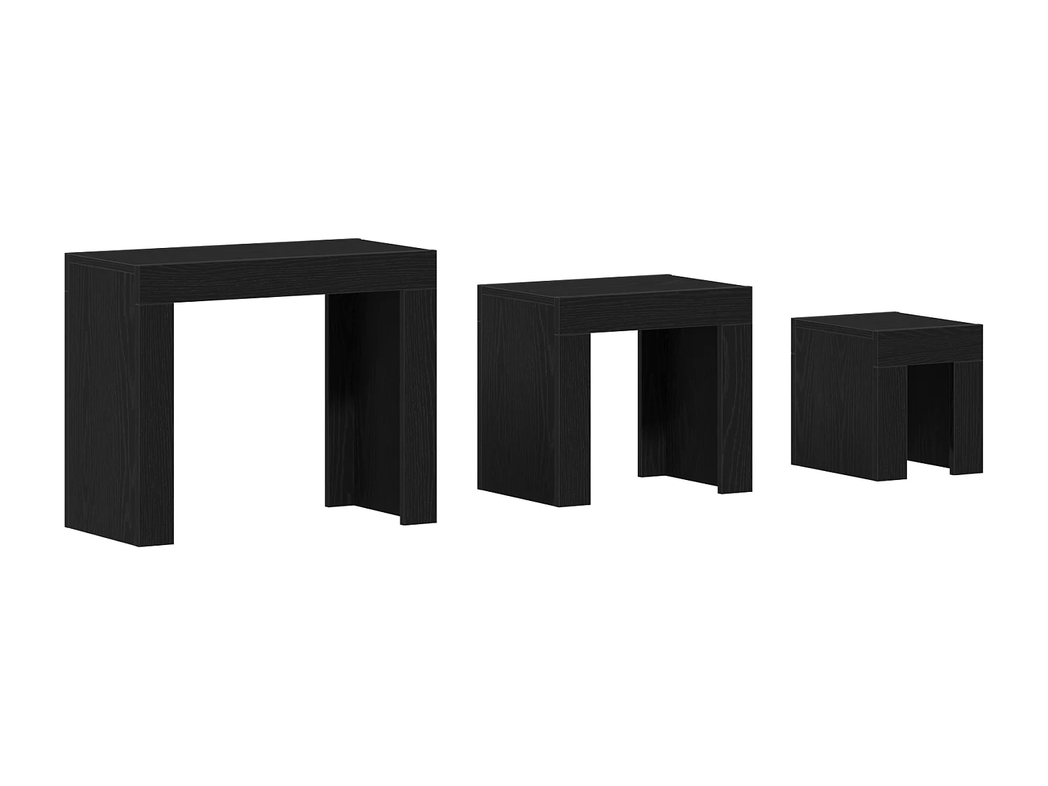 Tables basses gigognes 3 pcs en bois d'ingénierie noir