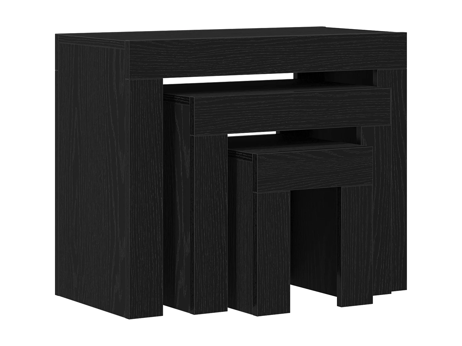 Tables basses gigognes 3 pcs en bois d'ingénierie noir