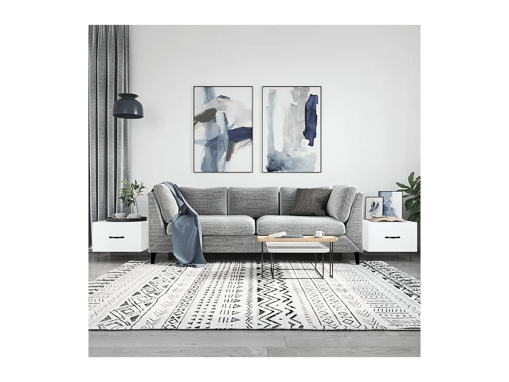 Tavolini da caffè 2 pezzi bianco lucido 50x50x40cm in legno ingegnerizzato