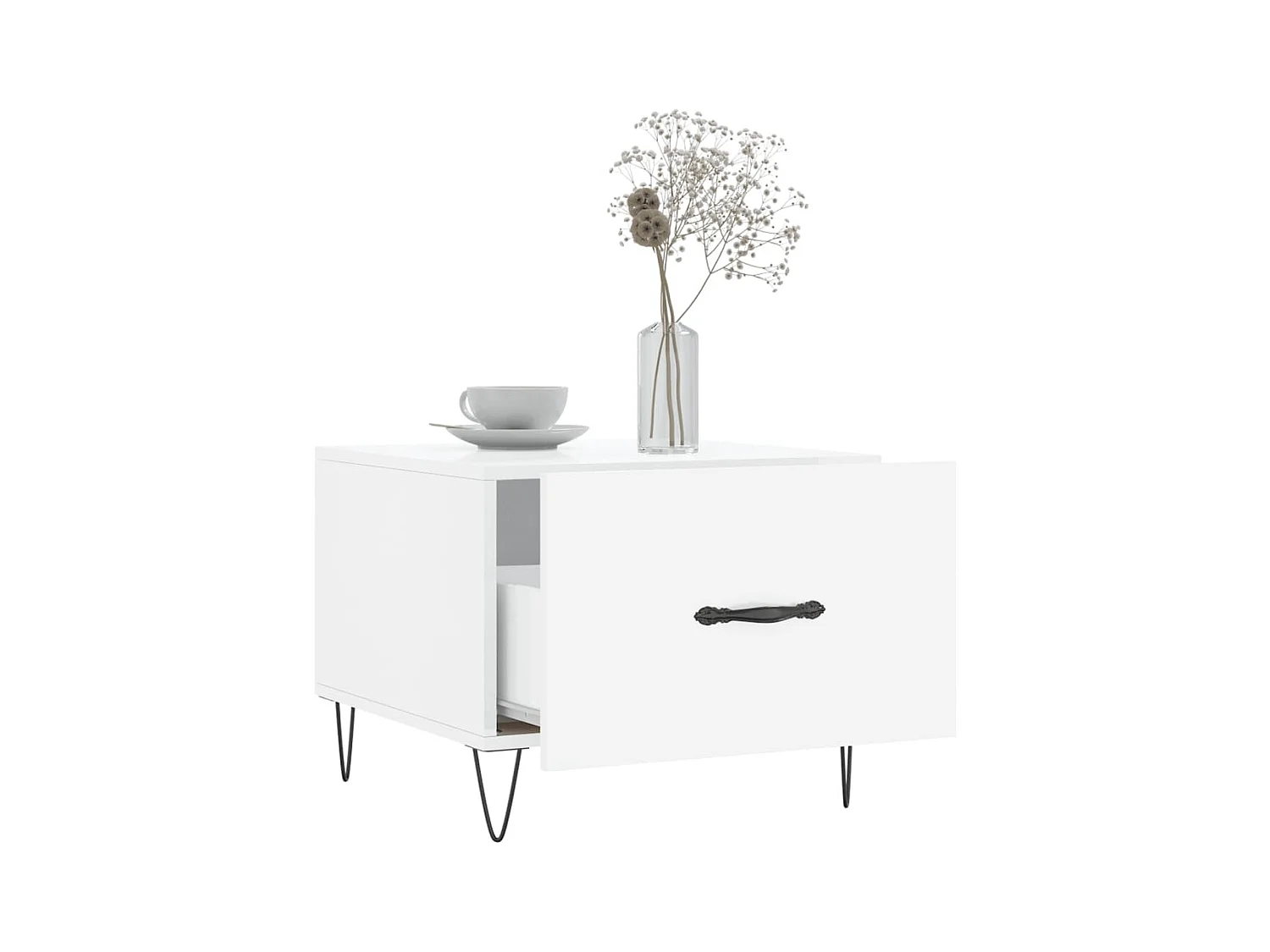 Tavolini da caffè 2 pezzi bianco lucido 50x50x40cm in legno ingegnerizzato