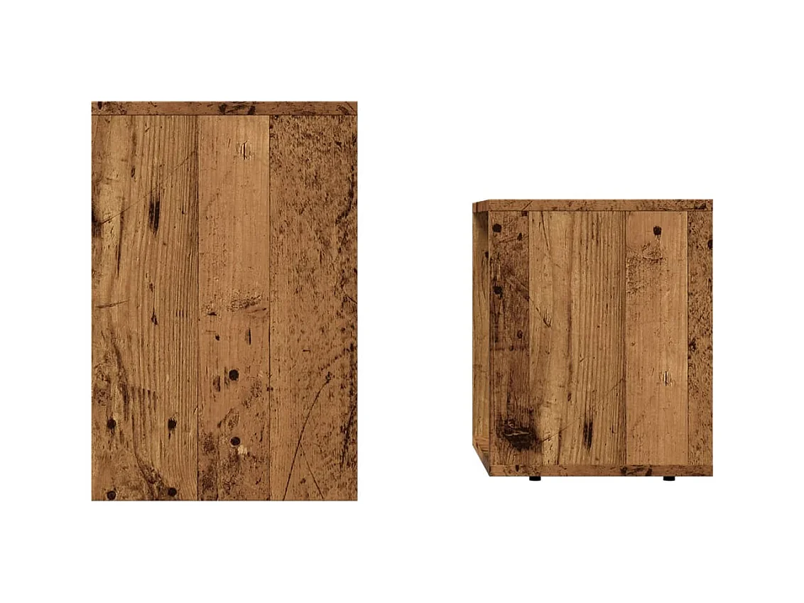 Tavolini da caffè impilabili 2 pezzi in legno antico e legno ingegnerizzato