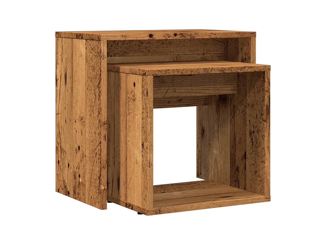 Tavolini da caffè impilabili 2 pezzi in legno antico e legno ingegnerizzato