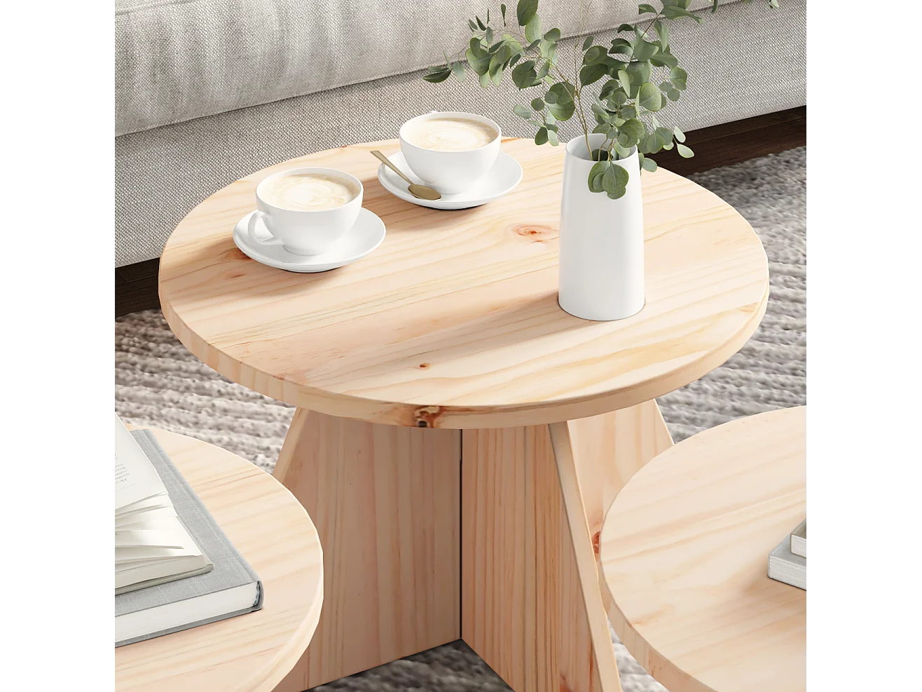 Salontafel 3 stuks Naturel 49 x 49 x 30 cm Massief grenenhout