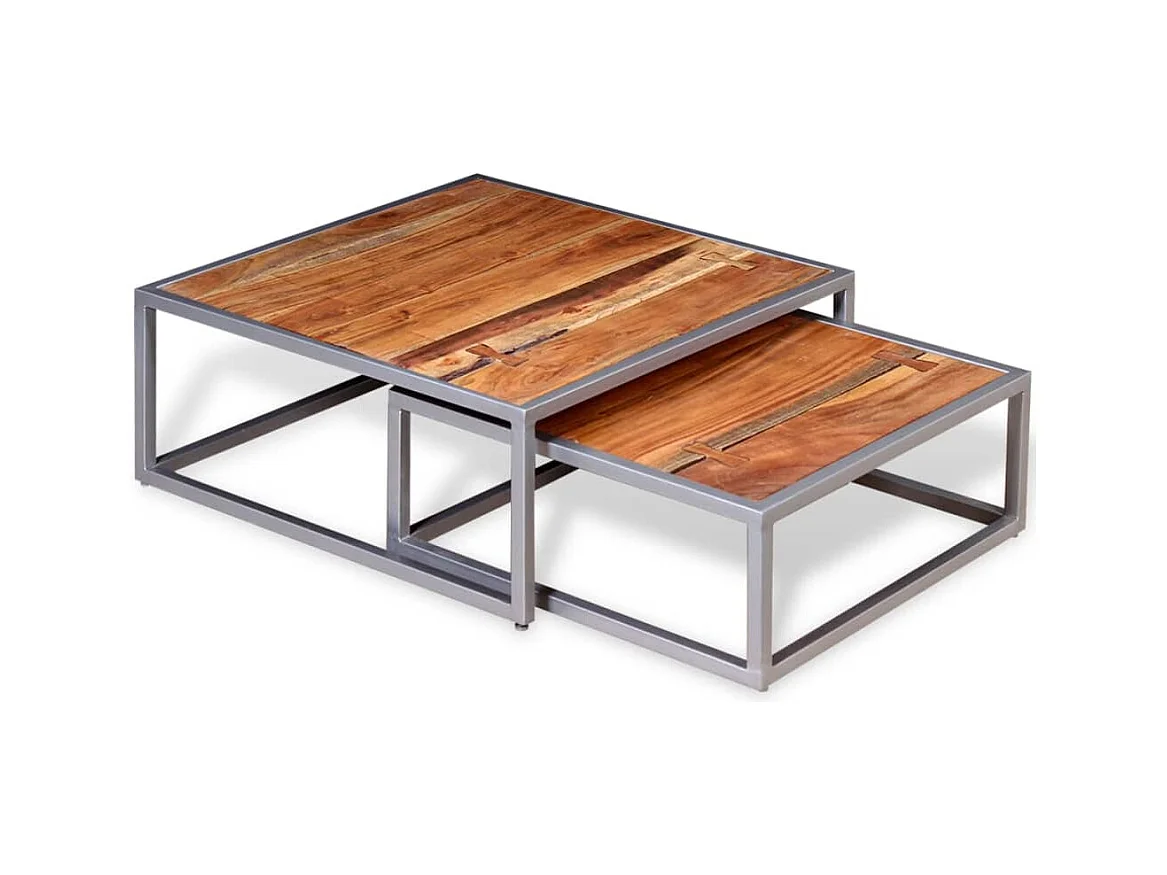 Ensemble de table basse 2 pièces Bois d'acacia massif