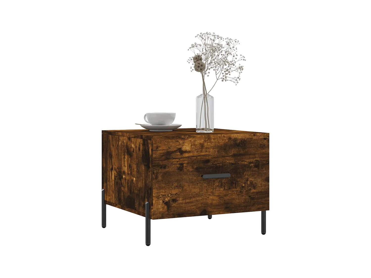 Salontafels 2 stuks gerookt eiken 50x50x40 cm bewerkt hout