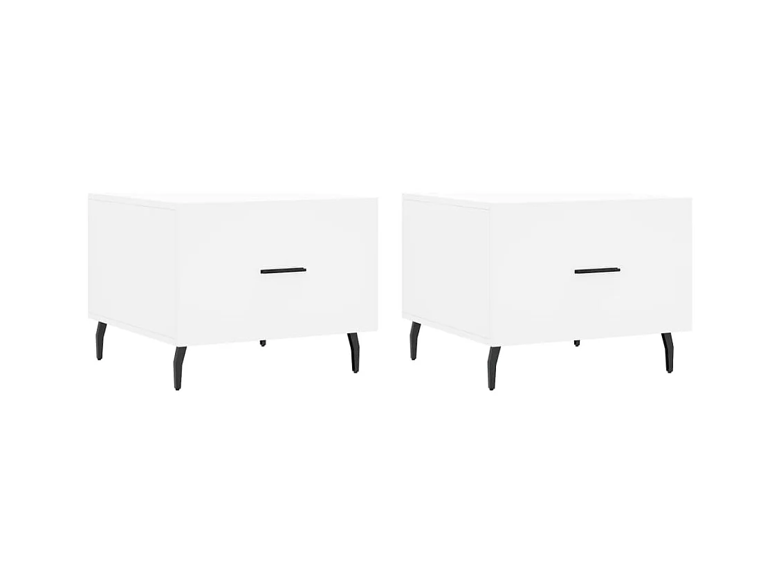 Tavolini da caffè 2 pezzi bianchi 50x50x40 cm in legno ingegnerizzato