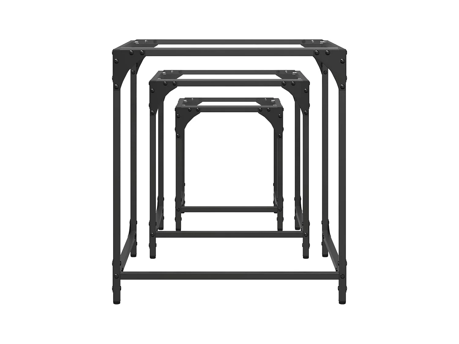 Tavolini da caffè impilabili a 3 pezzi con piano in vetro trasparente e acciaio