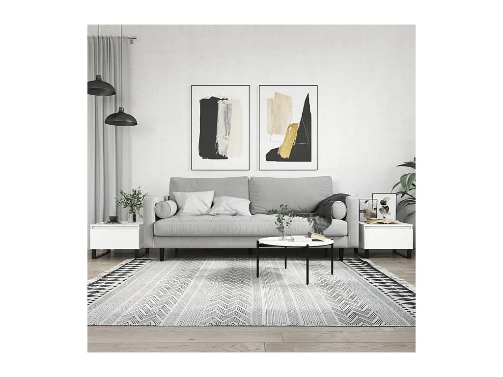 Salontafels 2 stuks wit 50x46x35 cm bewerkt hout