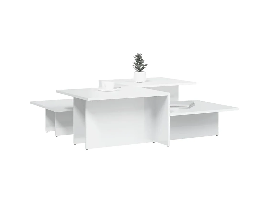 Tables basses 2 pcs blanc brillant bois d'ingénierie