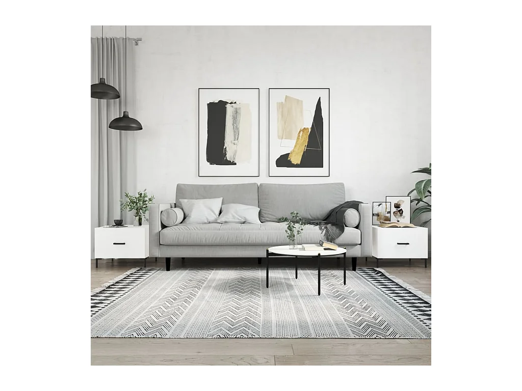 Tavolini da caffè 2 pezzi bianchi 50x50x40 cm in legno ingegnerizzato